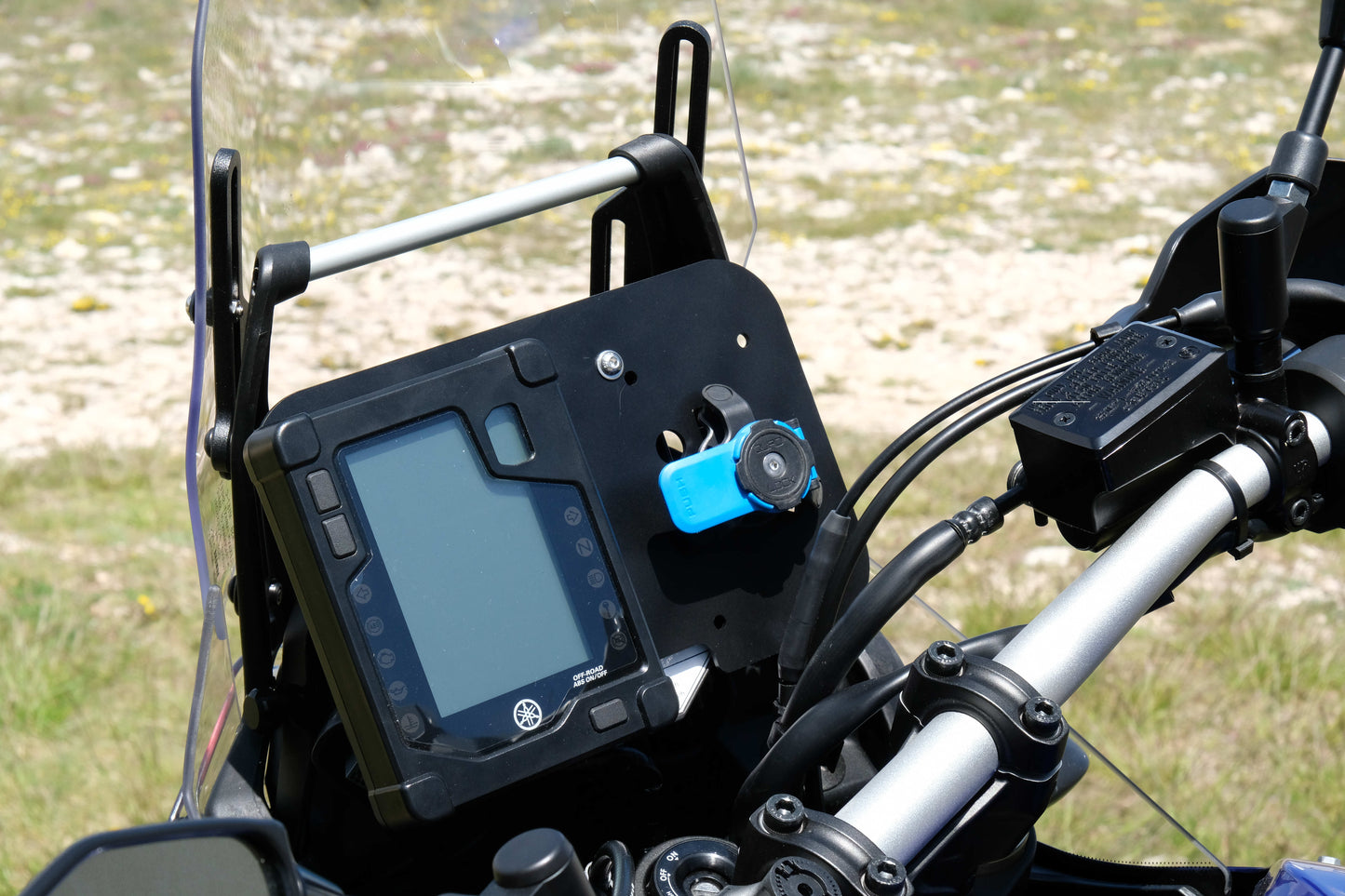Support de téléphone en aluminium noir - Platine de décalage d'écran LCD pour Yamaha Ténéré 700 (1ᵉʳᵉ génération)