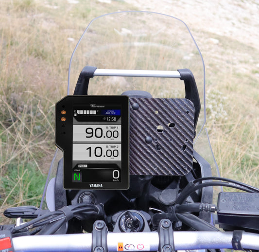 Support de téléphone en carbone - Platine de décalage d'écran TFT pour Yamaha Ténéré 700 (3ᵉ génération)